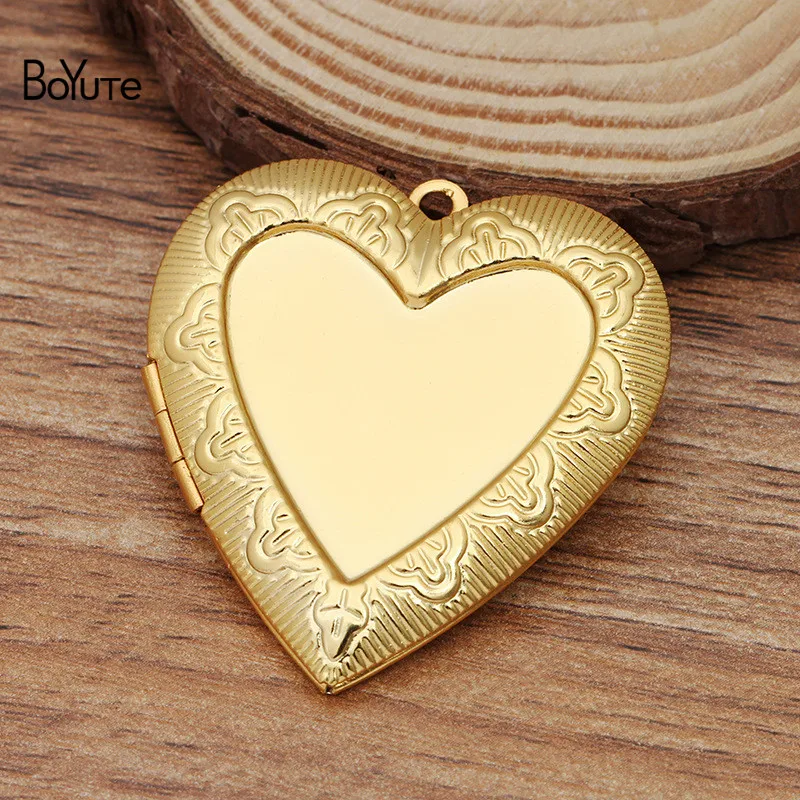 BoYuTe (4 Pieces/Lot) 40*41*8MM Metal Brass Heart Locket Blank Photo Pendant Base Factory Direct Wholesale | Украшения и