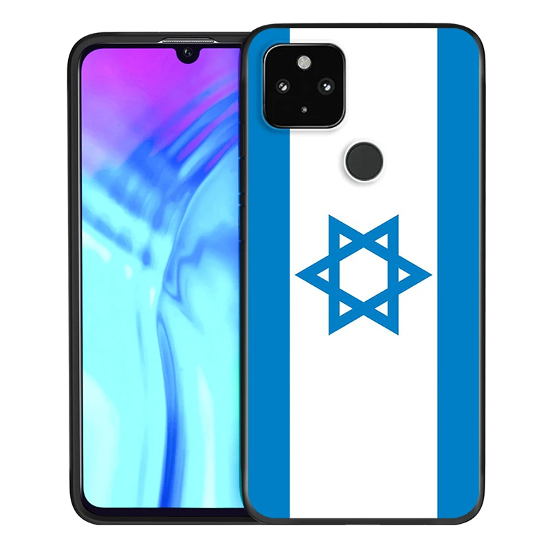 

Azerbaijan Israel Flag Shockproof Cover for Google Pixel 5 4 4a XL 5G Black TPU Soft Phone Case