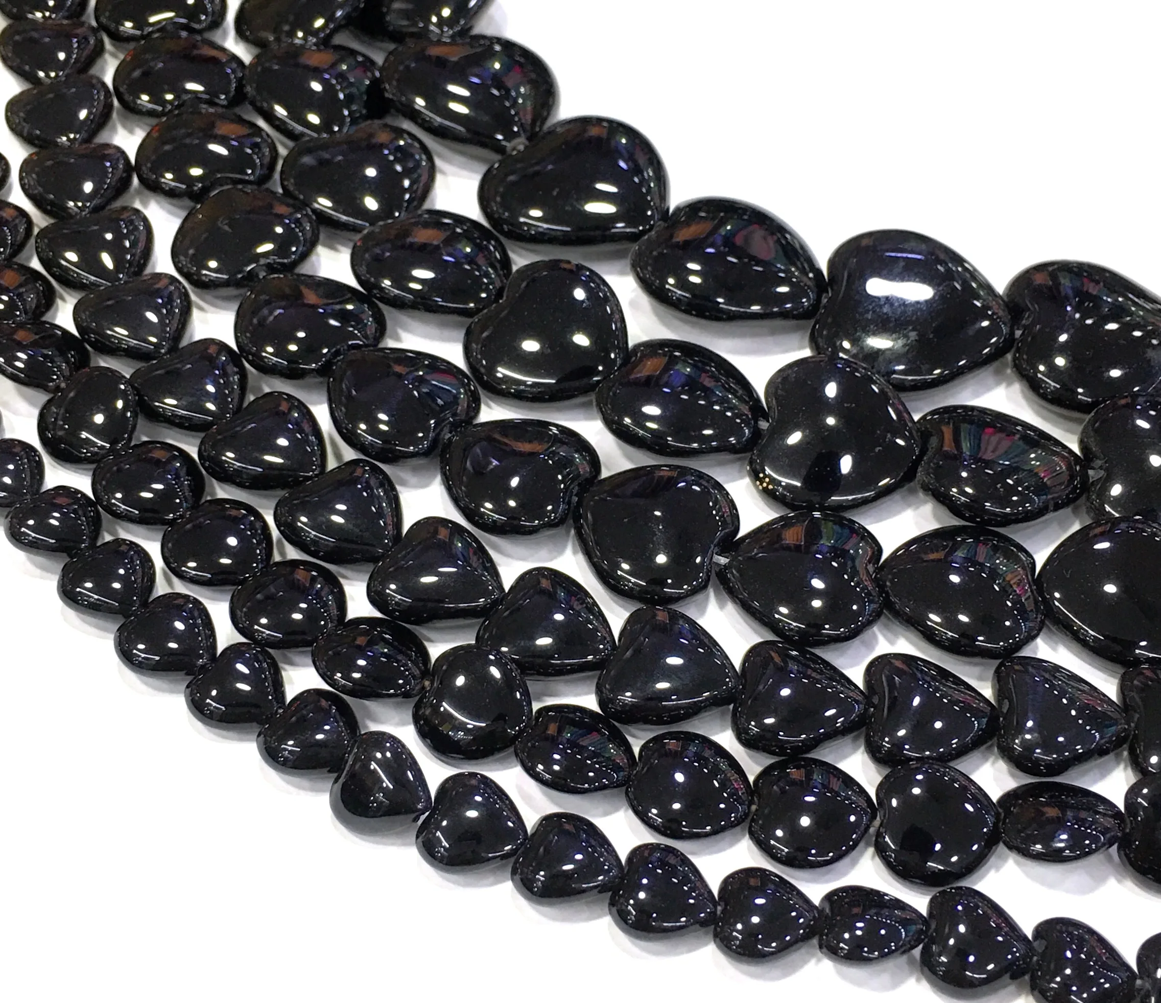 Бесплатная доставка бусины россыпью в форме сердца из натурального черного