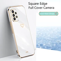 love heart square plating phone case on for samsung galaxy a32 a52 a72 a33 a53 a73 4g 5g a 32 52 72 a52s bumper fundas cover