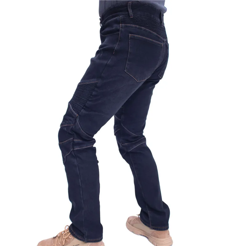 

Winter Motor Pants Plus Velvet Thick Motorcycle Rider Racing Jeans Anti-fall Pants With Protective Gear