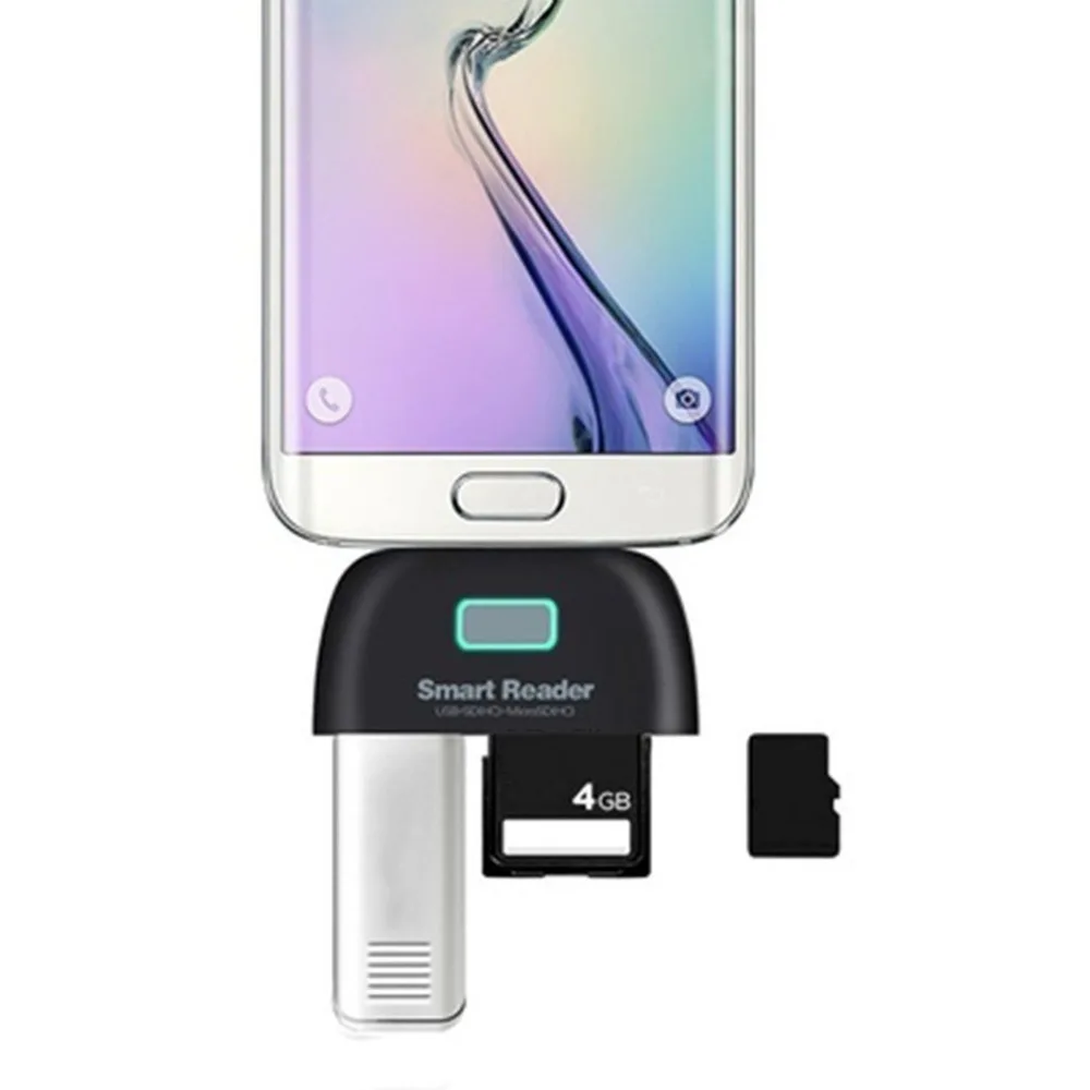 4-в-1 многофункциональный USB 2 0 SD кардридер TF OTG адаптер с Micro зарядным портом для ПК