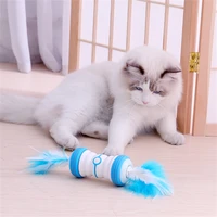 usb electric funny cat feather toy puzzle interactive ball automatic rotation funny cat artifact with 4pcs feather accessories