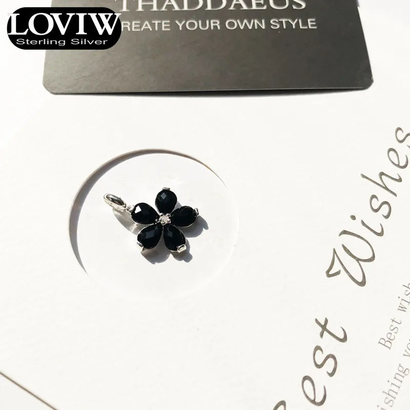 Pendant Crystal Flower Black Brand Fashion Jewelry drop shipping Necklace Accessories 925 Sterling Silver Gift For Woman | Украшения и