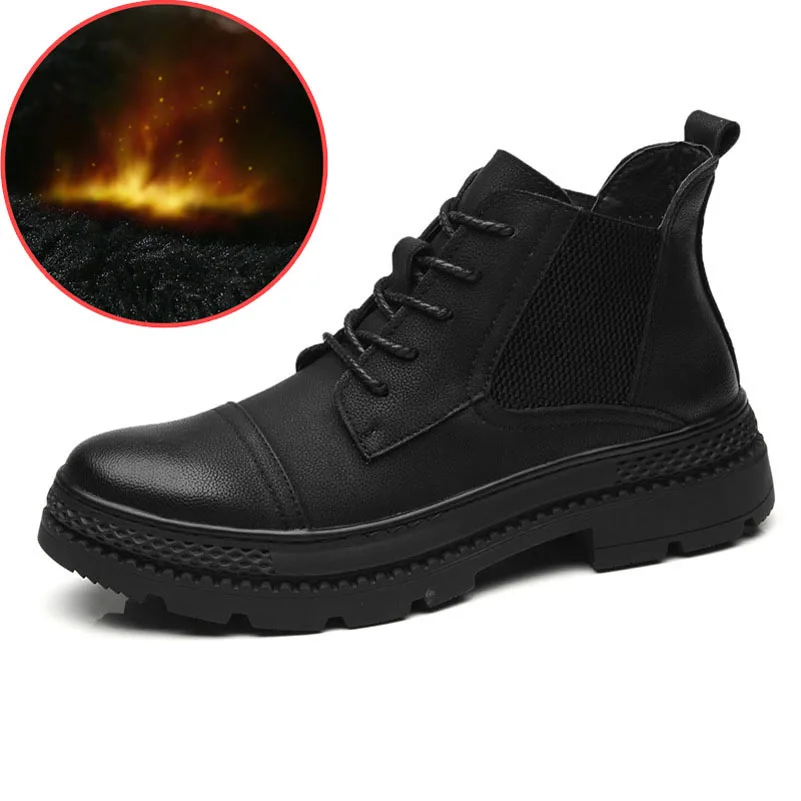 Velvet Black QPFJQD Демисезонный Для Мужчин's натуральный спилок, кожа обувь Винтаж ботильоны от Челси мужские классические теплые бархатные зимние ботинки на резинке - Цвет: Velvet Black