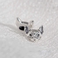 fashion silver color hairless cat stud earrings for mens and womens cute cat earrings unisex jewelry accessories