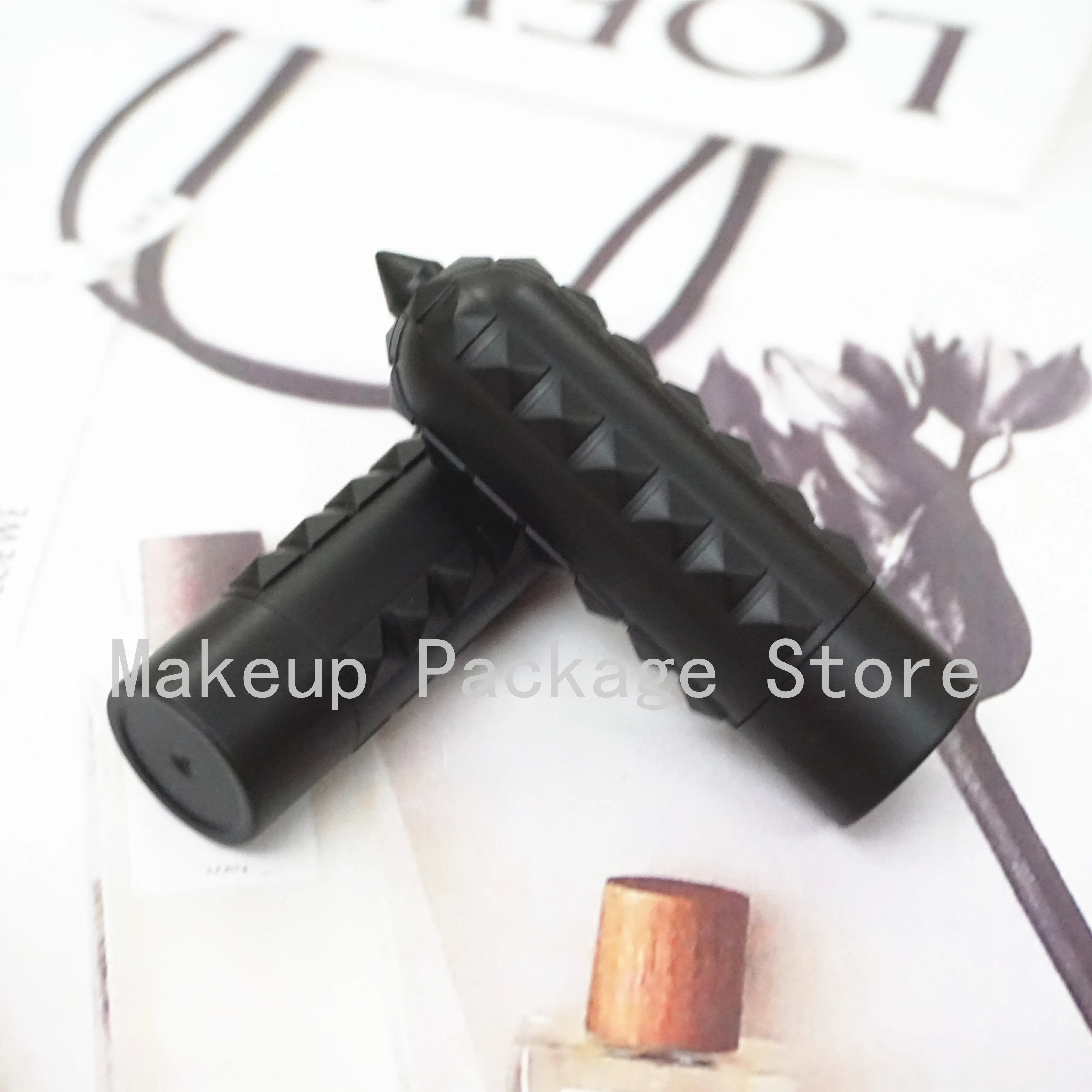 

12.1mm Black Cosmetic Beauty Lipstick Tube, Plastic DIY Handmade Makeup Lip Balm Refillable Container, Lip Rouge Bottle