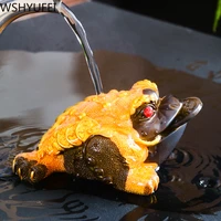 1 pcs resin color changing tea pet toad figurine frog statue with coin ornament boutique tea table decoration accessories crafts
