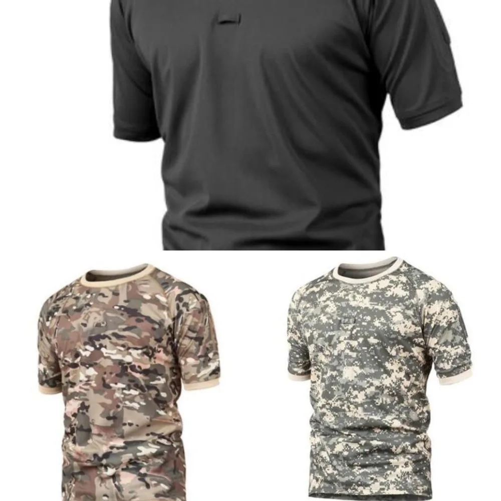 

Men hiking t shirt Summer Men's Military Tactical Combat Quick Dry Camo O-Neck training T Shirt Breathable Camouflage Tee 2XL