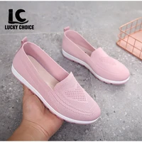 womens flat sneakers knitted mesh breathable slip on shoes ladies vulcanized footwear spring platform fashion casual walking