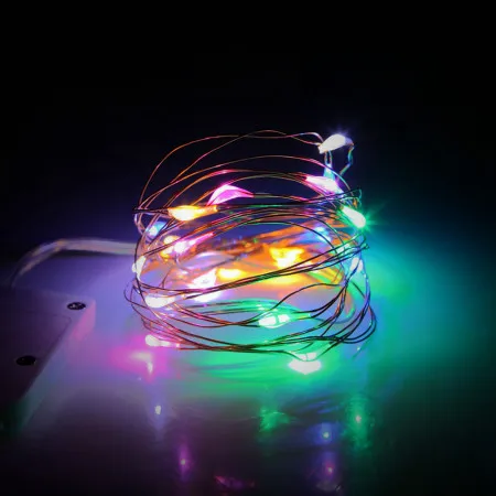 RGB 2 м 3 м Кнопка батарея Серебряный провод светодиодный гирлянда сказочные огни гирлянды Праздничные огни для рождественской елки Свадебная вечеринка украшения - Испускаемый цвет: RGB