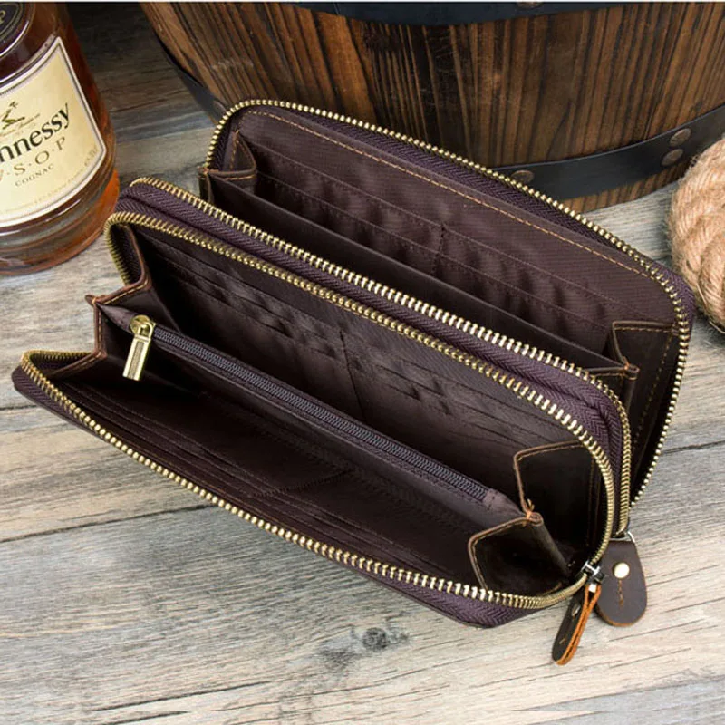 Мужской кошелек из натуральной коровьей кожи с натуральным лицевым покрытием Crazy