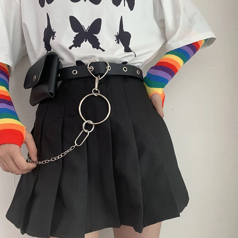 

Fashion Punk Chain Belt Adjustable Single Row Hole Pin Buckle Waist Belt Jeans Casual Female Decorative Waistband Bag