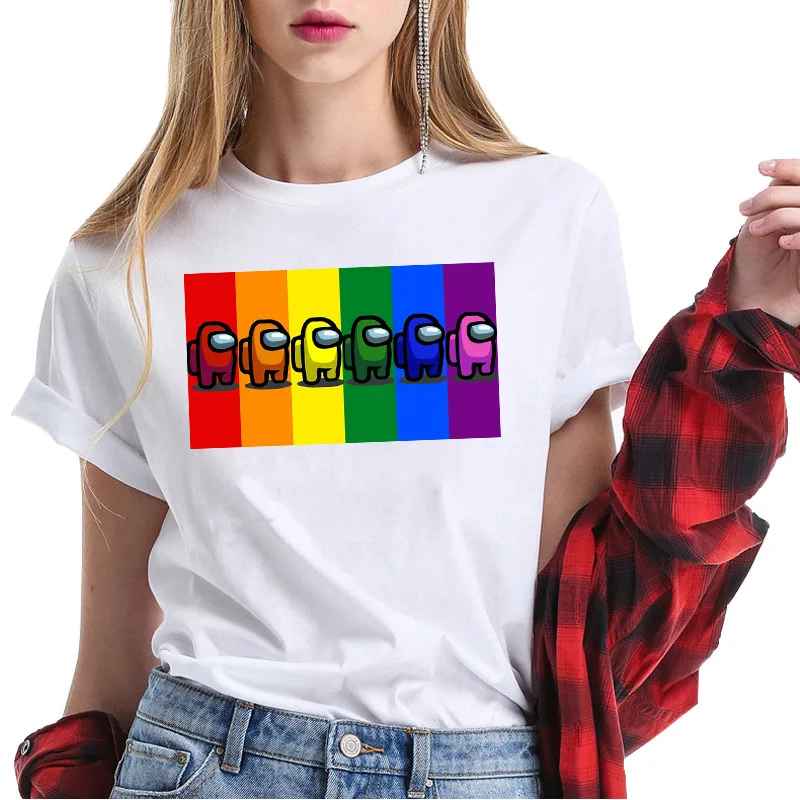 

2021 New Game Among Us T Shirt Women Top Kawaii Summer Tosps Cartoon Graphic Tees Funny Harajuku T-shirt Fashion Tshirt Female