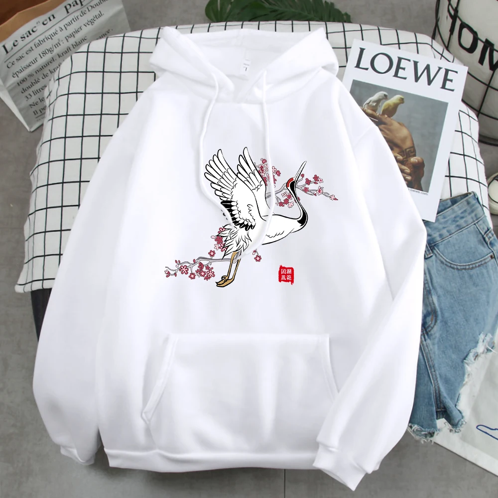 

Hoody Chinese Classic Crane Printing Male Pullover Fashion Casual Men Harajuku O-Neck Sweatshirt Oversize Brand Man Hoodies