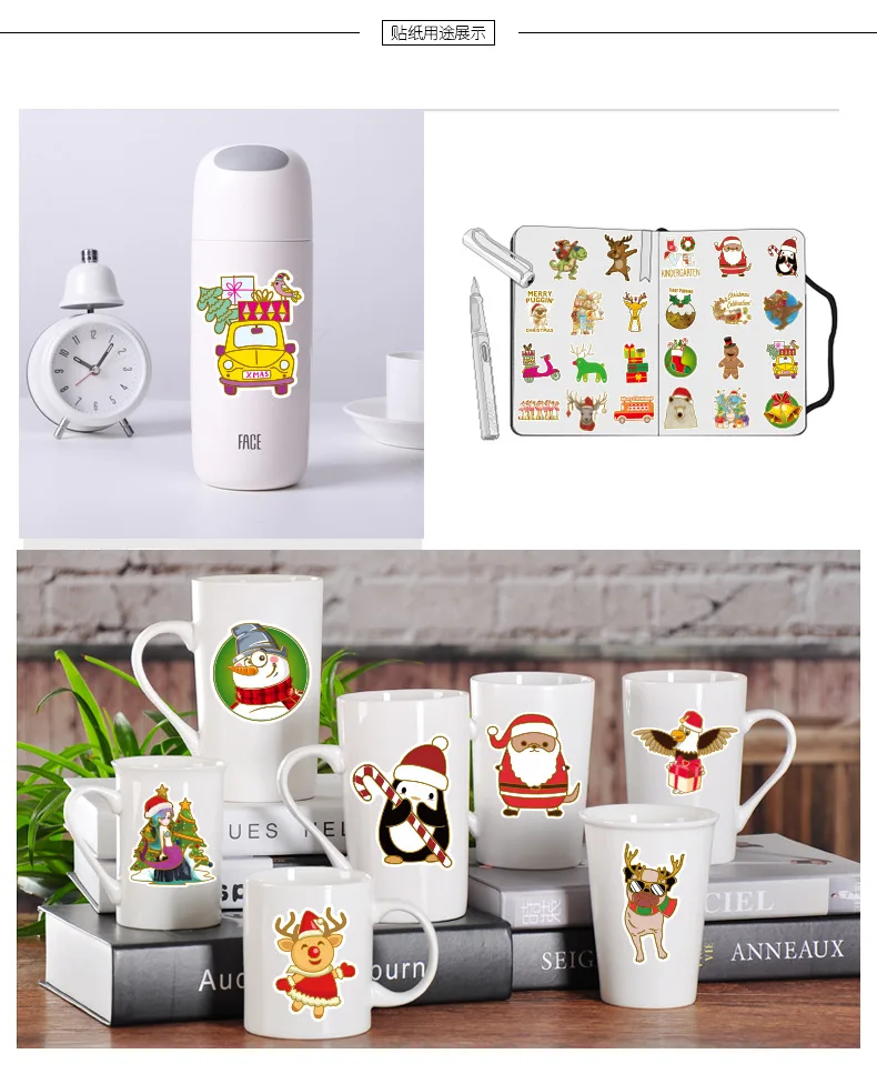 

52 Pcs/Set Christmas Graffiti Stickers for Luggage Guitar Laptop Car Decorative Paste Decal Waterproof Sticker Holiday Gift Toys