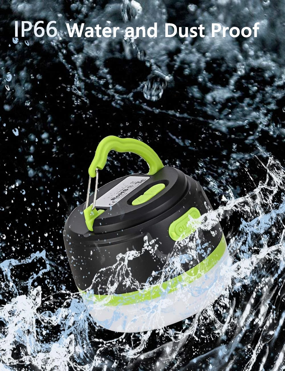 Фонарь туристический светодиодный перезаряжаемый с выдвижным крючком магнитное