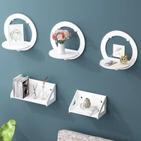 Wall shelf free punching wall-mounted TV background wall hanger bedroom balcony bedside wall creative flower pot stand