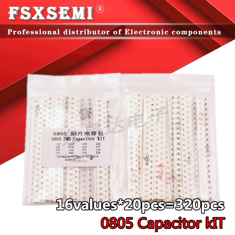 16 значений * 20 шт. = 3 0805 SMD конденсатор в ассортименте набор образцов 10PF