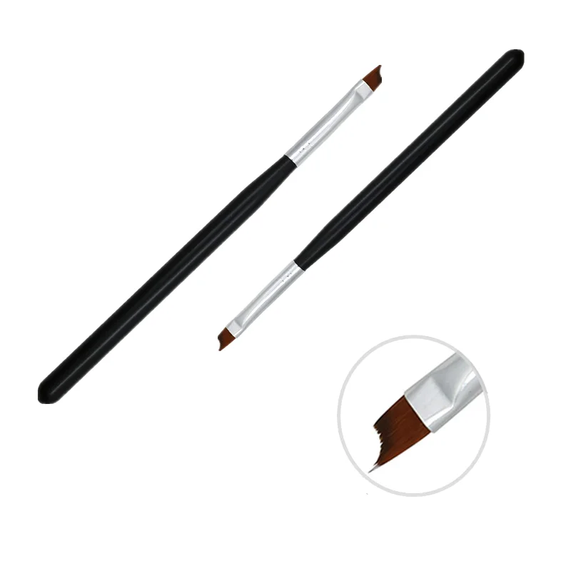 Кисть для французских ногтей с черной ручкой в форме мениска акриловая ручка