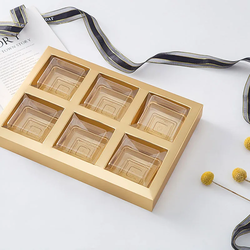 4/6 Cavity Cake Boxes with Clear Window Transparent Plastic Gift Mooncake Egg Puff Packaging for Wedding Birthday Party | Дом и сад