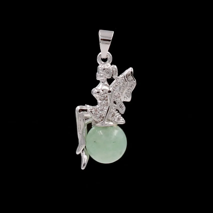 FYJS уникальная Посеребренная фея с тигриным глазом круглая подвеска из бисера