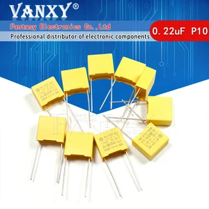 10 шт., конденсатор 275 НФ, конденсатор X2, 0,22 В переменного тока, в, 10 мм, конденсатор из полипропиленовой пленки X2, мкФ