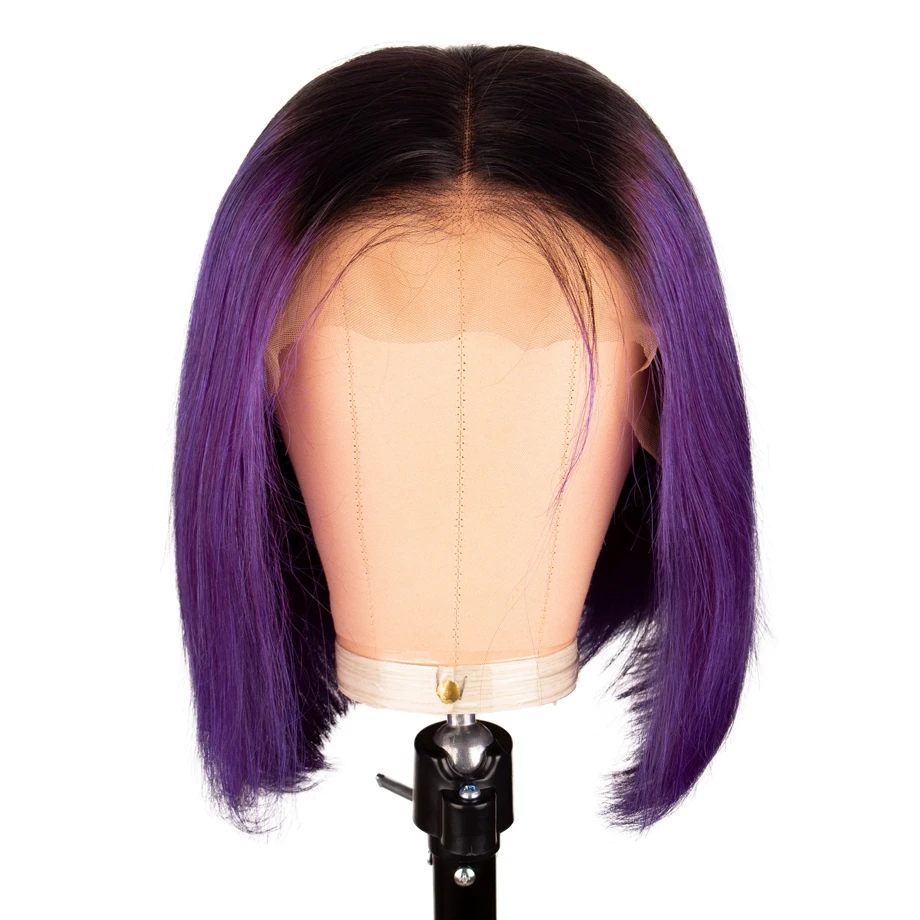 

Short Bob Wig Colored Swiss Lace Front Human Hair Wigs For Black Women Ombre T1B30 Brazilian Straight Remy Hair Preblucked