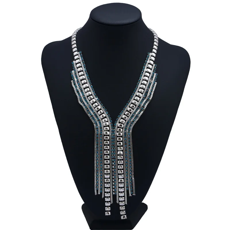 Silver Lzhlq богемский женский большой кулон, массивное ювелирное изделие, Длинная цепочка с кисточкой, подчеркивающий индивидуальность, стильный чокер, ожерелье - Окраска металла: Silver