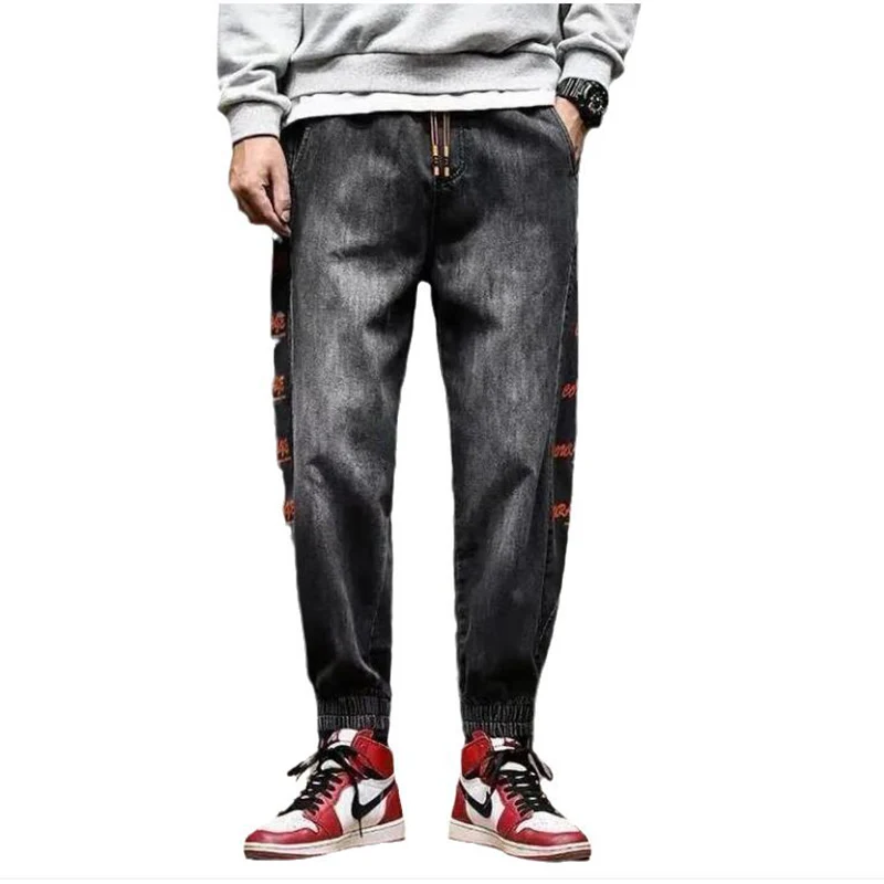 

Men's Spring Autumn Street Personality Jeans Loose Large Size Harlan Beam Pants Fat Thick Legs Elastic Waist Pants Plus S-5XL