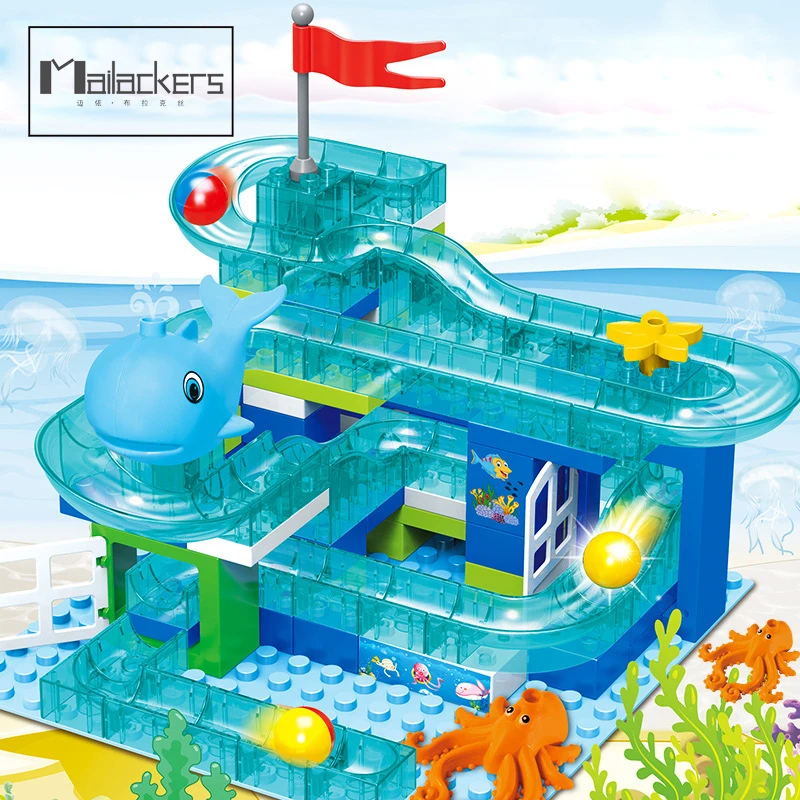 Mailackers Ideas мраморный трек животные кристальная горка Flash Ball Run бассейн набор