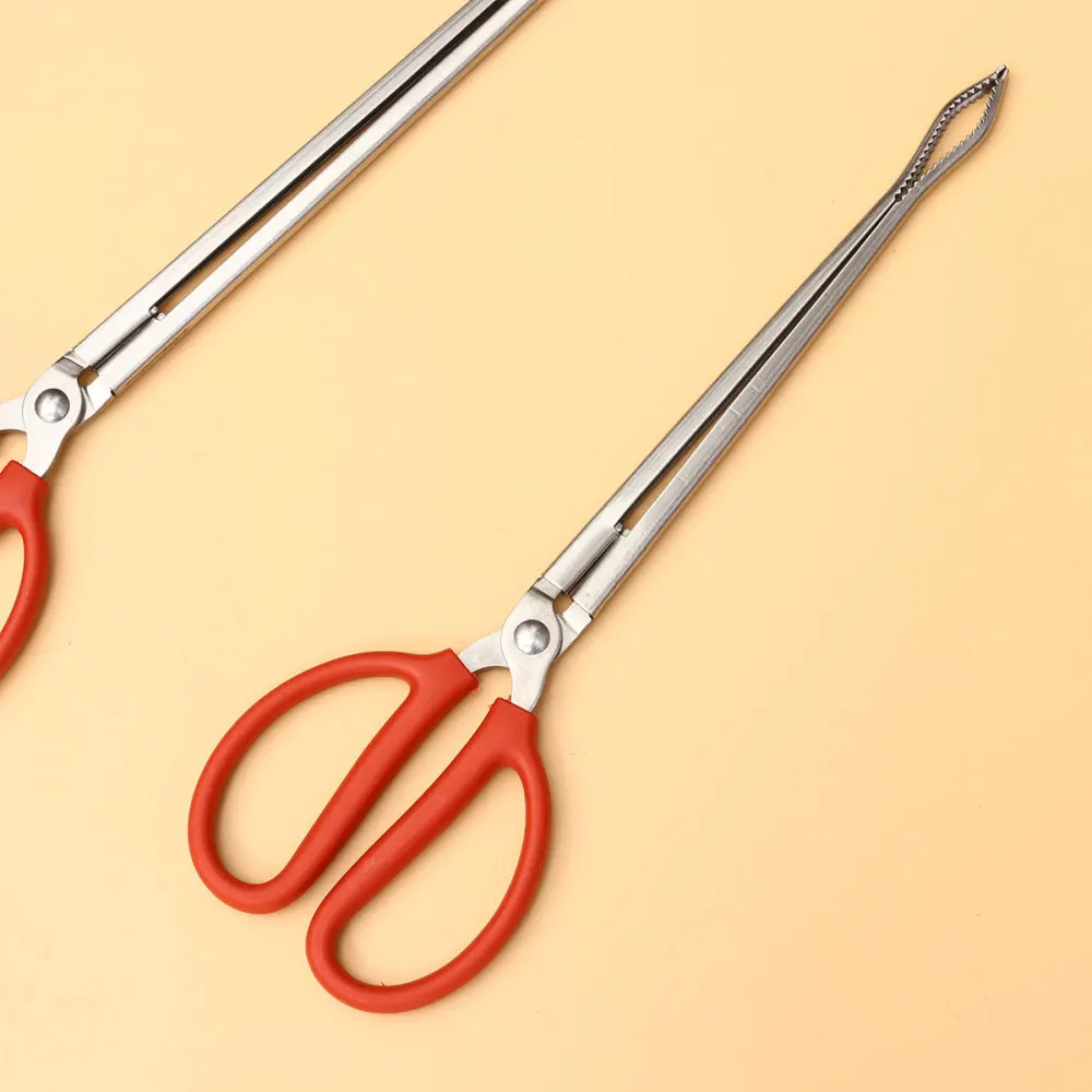 

2PCS Eel Crab Mud Fish Tongs Long Garbage Clip Pick Tools for Outdoor - Straight (Red)