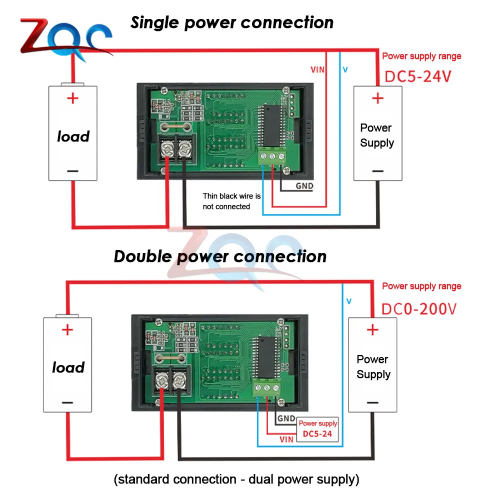 5 бит светодиодный цифровой вольтметр Амперметр измеритель мощности постоянного