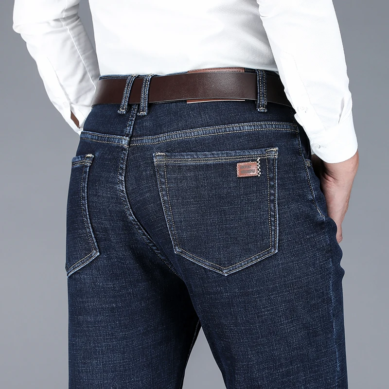 NIGRITY мужские новые теплые фланелевые джинсы Стрейчевые повседневные Прямые из