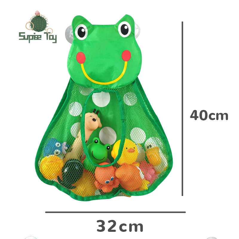 

Baby Bath Toys Cute Duck Frog Mesh Net Toy Storage Bag Strong Suction Cups Bath Game Bag Bathroom Organizer Water Toys for Kids