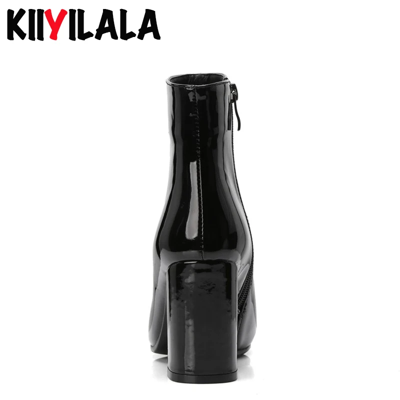 Kiiyilal/Ботильоны на каблуке-копытце обувь с боковой молнией сезон осень-зима
