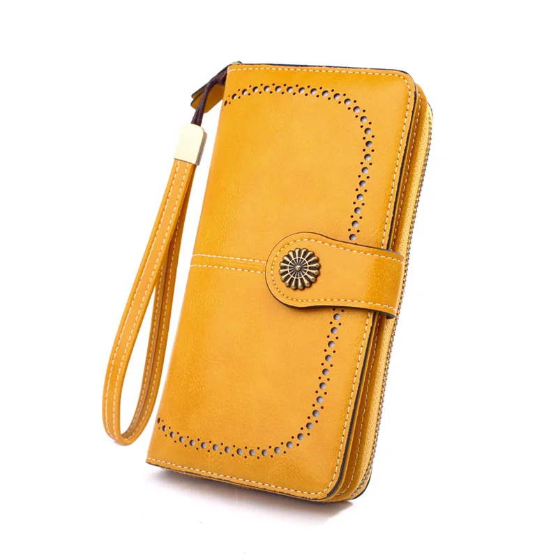 Yellow Новинка, винтажные кошельки, Женский кошелек, Женский держатель для карт, клатч, кожаный для ретро бренда, маленький кошелек на молнии, женские кошельки - Цвет: Yellow