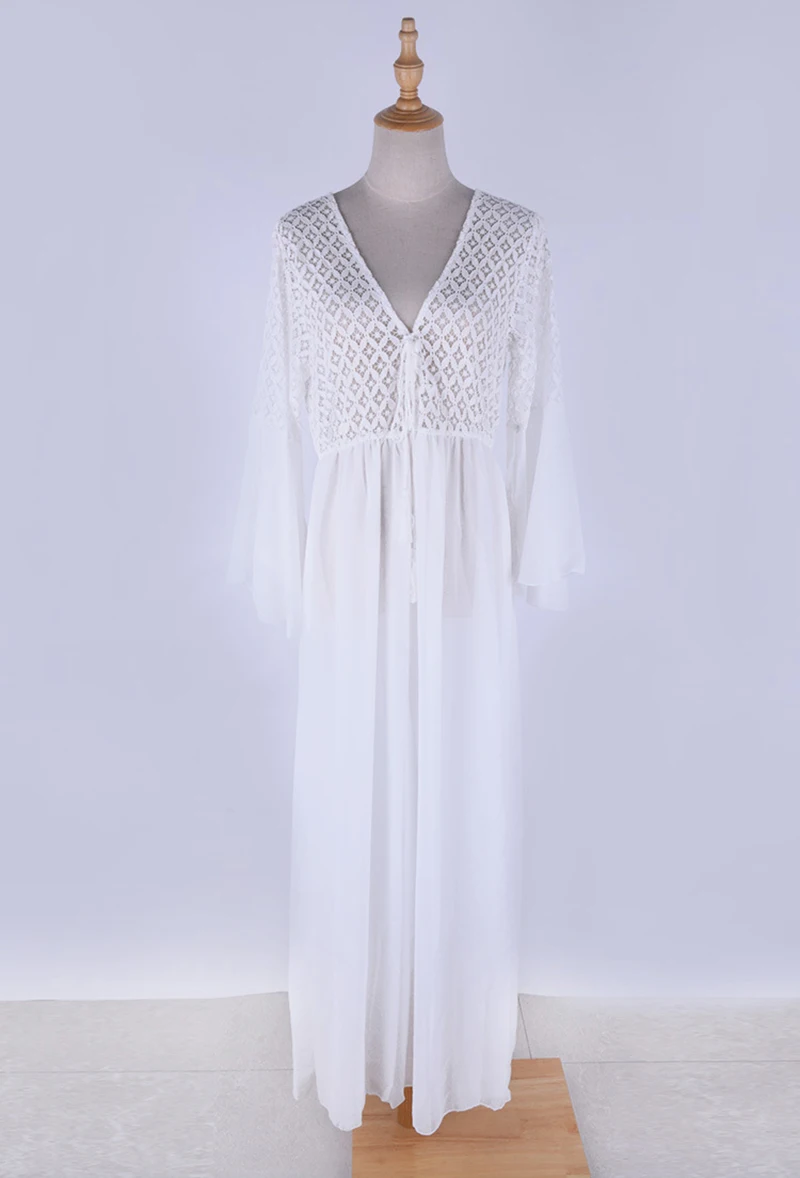 Женское длинное кружевное платье Fitshinling белое богемное Макси Платье с