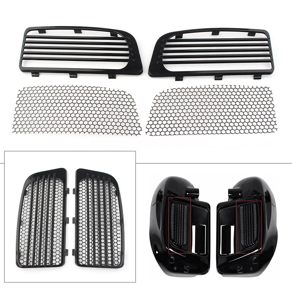 Black Motorcycle Radiator Grills&Screens w/ Mesh Grille for Harley Electra Glide Low Ultra Limited FLHTKL