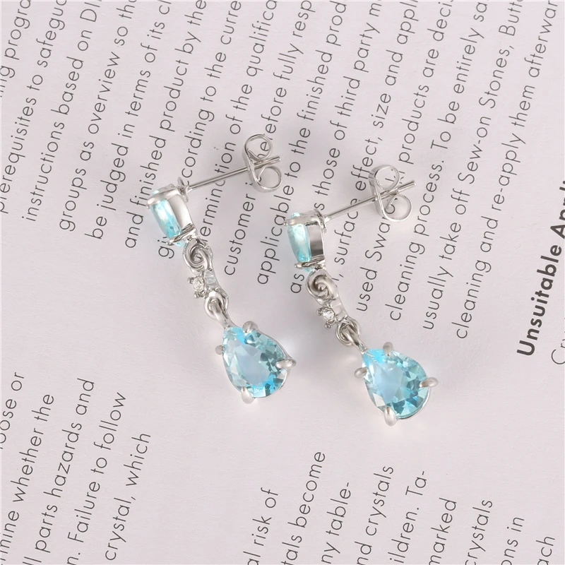 Женские хрустальные серьги-капли Canner длинные синие серьги с большим камнем