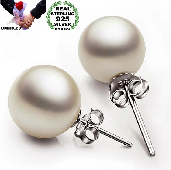 

OMHXZJ Wholesale Sweet girl boy Fashion jewelry woman pure natural shell freshwater pearl 925 Sterling silver Stud Earrings YS01