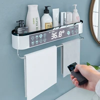 mounted bathroom organizer shelf shampoo cosmetic storage rack bath kitchen towel holder household items bathroom accessories
