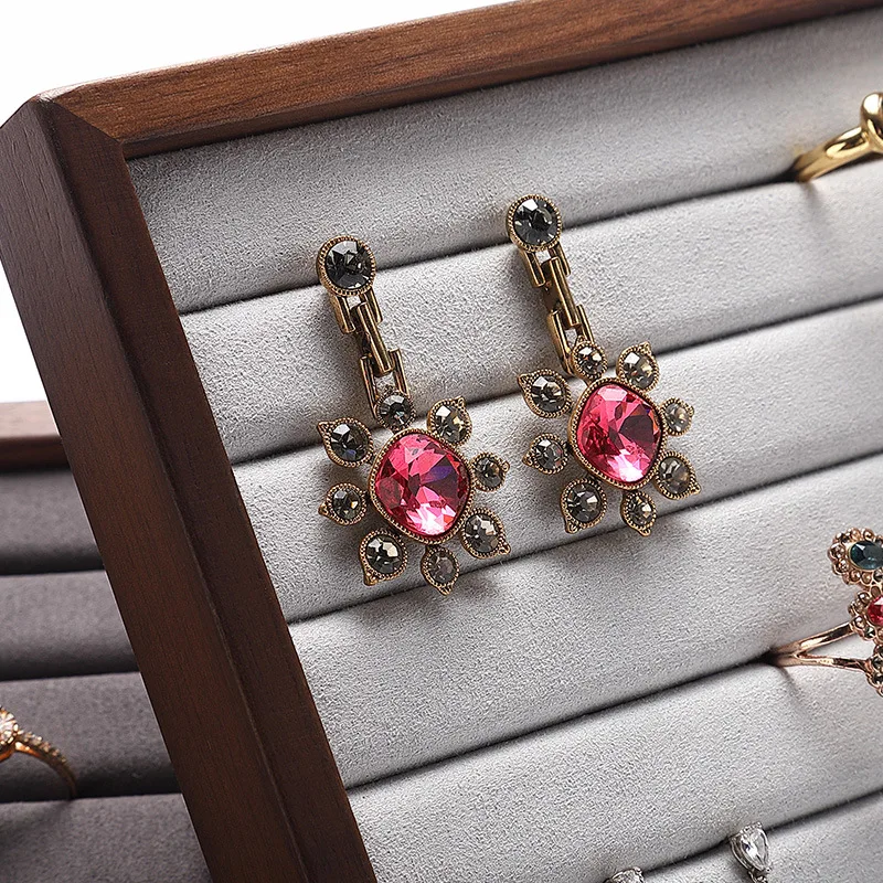 Ring display stand solid wood earrings earrings jewelry storage rack vertical and horizontal dual-use jewelry rack wholesale