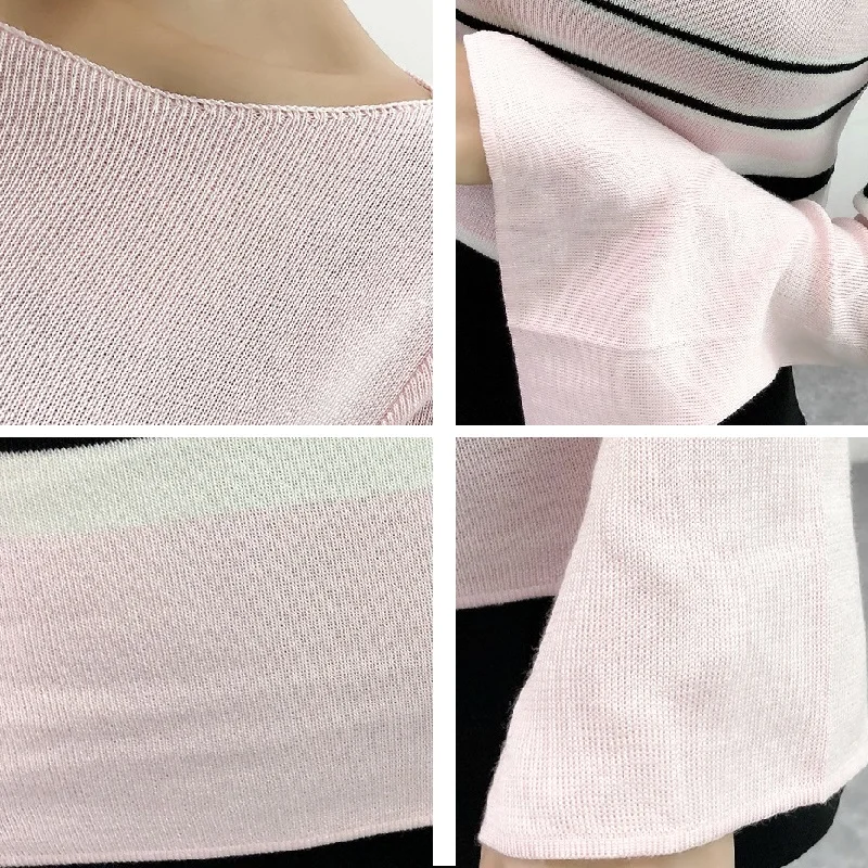 Женский облегающий пуловер с длинными рукавами синий или зеленый хлопковый