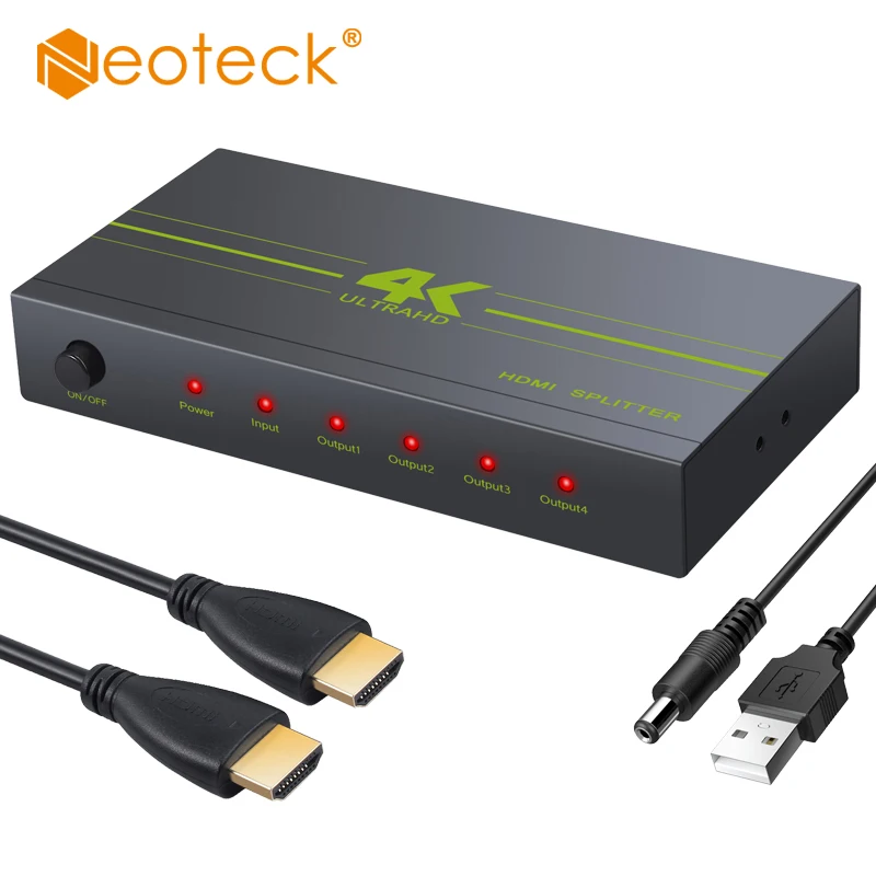 Neoteck Ultra HD 4K x 2K HDMI-Compatible Splitter Amplifier 1 in 4 Out  HDMI-Compatible Signal Distributor with 1080P 3D 4K