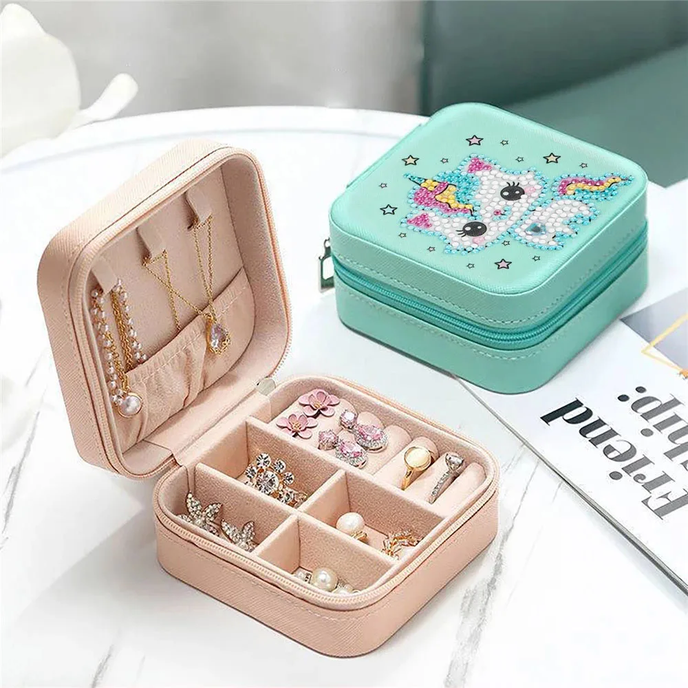 

DIY 5D Animal Picture Diamond Painting Jewelry Storage Box Organizer Case Diamond Painting Kit Mysterious storage box Crafts