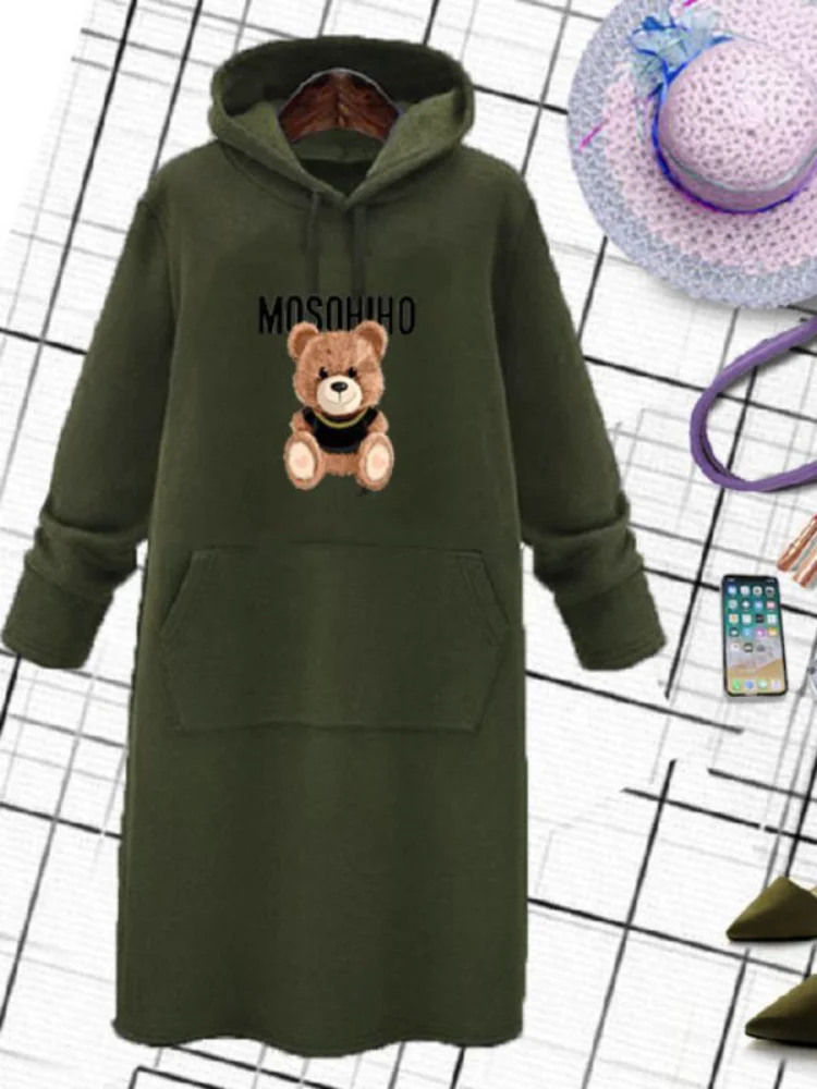 Осенне-зимние женские платья модное платье с длинным рукавом и капюшоном