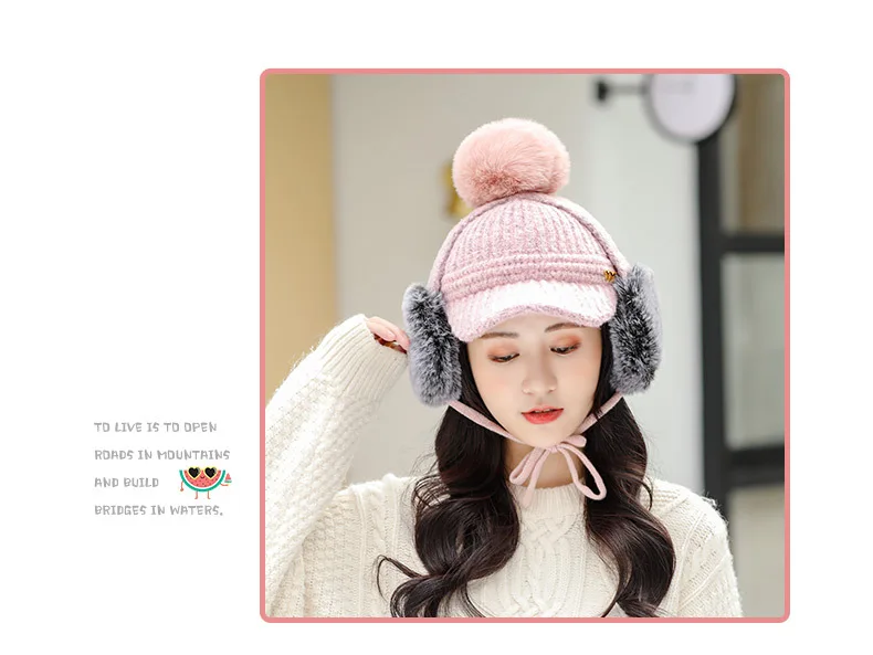 

Detachable earmuff women's hat Korean fashion hat ear protection hat knitting hat versatile hat wool cap