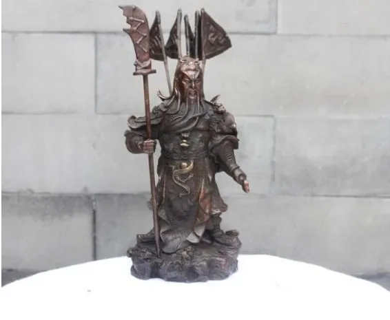 YM 317 китайский бронзовый медный Гуань Гонг тотинг пять баннеров Меч Дракона