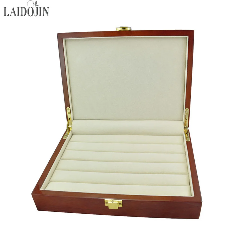 LAIDOJIN 20pairs Capacity Cufflinks box Luxury Jewelry ring Gift Boxes High Quality Painted Wooden Box Case 240*180*55mm